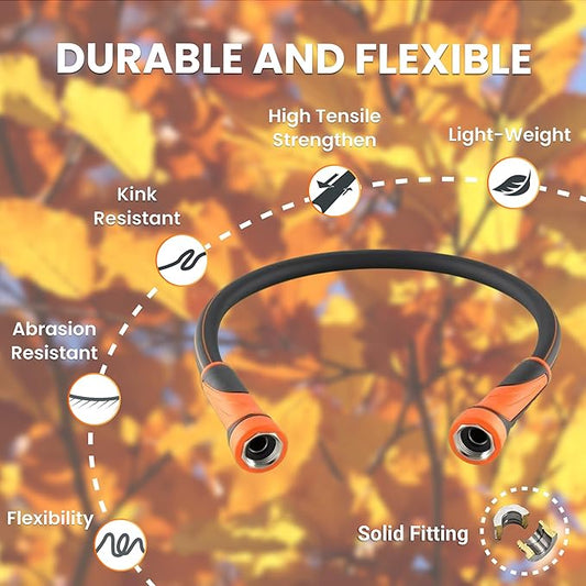 Giraffe Tools Garden Leader Hose 15ft x 5/8", Short Water Hose Heavy Duty, Flexible, Lightweight Hybrid Hose with Swivel Handle, Double Female Fittings, Burst 600 PSI