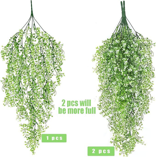 Toprooms Hanging Fake Plants,4 Pcs Faux Eucalyptus Leaf Greenery Vine Plant Faux Plants Fake Ivy Room Decor Home Garden Wedding Party Indoor Outdoor Decorations (White 4P)