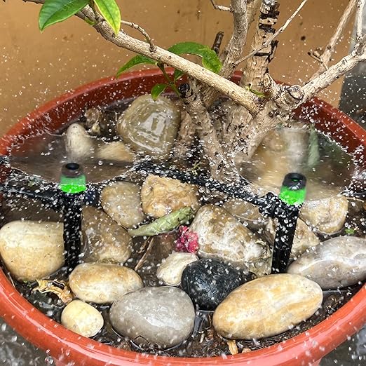 Kalolary Drip Irrigation Emitters, 50PCS Adjustable 360 Degree Water Flow Drippers Emitters for 1/4" Drip Irrigation System Tubing, Garden Irrigation Drippers for House Flower beds(Medium Green)