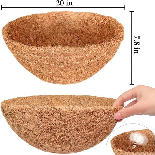 Halatool 2PCS 20 Inch Coconut Liners for Planters 100% Natural Coco Coir Fiber Hanging Basket Liners for Garden Flowers Vegetables