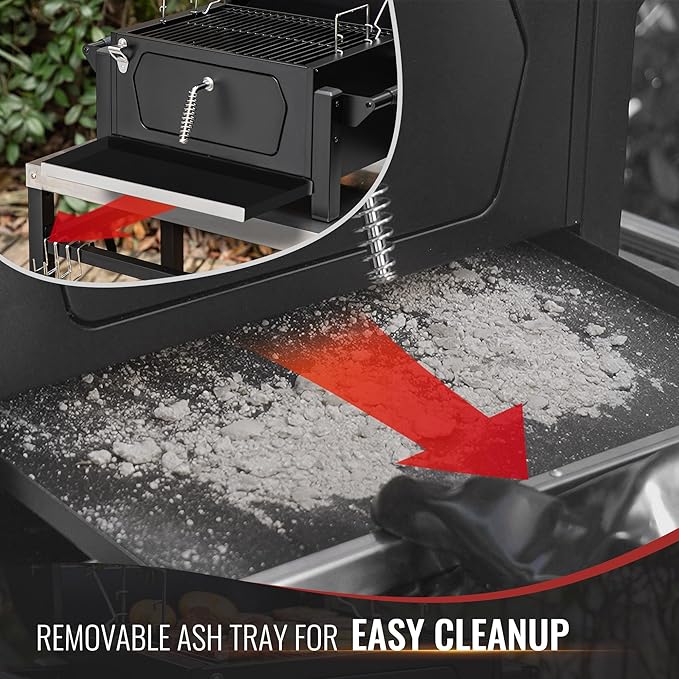 Royal Gourmet CD1519 Portable Charcoal Grill with Warming Rack, Tabletop Charcoal Grill with 303 Sq. In Cooking Area for Outdoor Camping and Picnic Grilling, Black