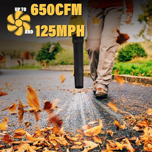 Cordless Leaf Blower for Dewalt 20V Battery, Max 650 CFM/125 MPH Turbo Boost Mode, with 17500RPM Brushless Motor for Lawn Care, Garden (Tool ONLY)