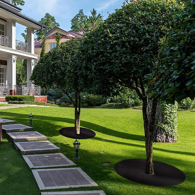 32.5 Inch Non-Woven Tree Mulch Ring 6 Pack, Weed Barrier Mat,Degradable Tree Mulch Used to inhibit Weed Growth and Landscape Weed Control Plant Root Protection (Black-6 pack-32.5")