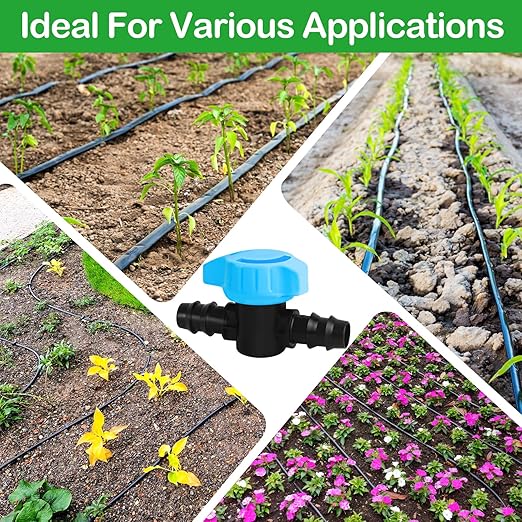 5 Pack 1/2 Inch Drip Irrigation Shut Off Valve Fittings - 1/2'' Drip Line Barbed Shut-off Valves Connectors for 1/2 Inch Drip Irrigation Tubing (.570-.620" ID) Drip System Water Flow Control
