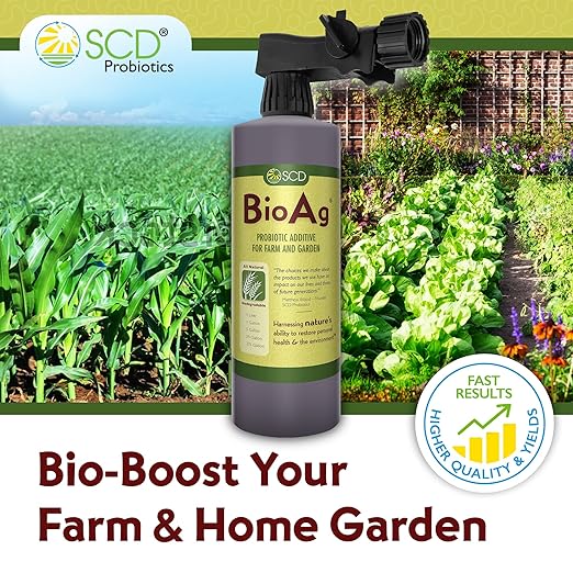 SCD BioAg – Organic Lawn and Garden Soil Microbes with 12 Probiotic Strains, Live Super Concentrate of Liquid Microorganisms, Chemical-Free Soil Revitalizer, Yard & Lawn Treatment (1 Liter w/Sprayer)