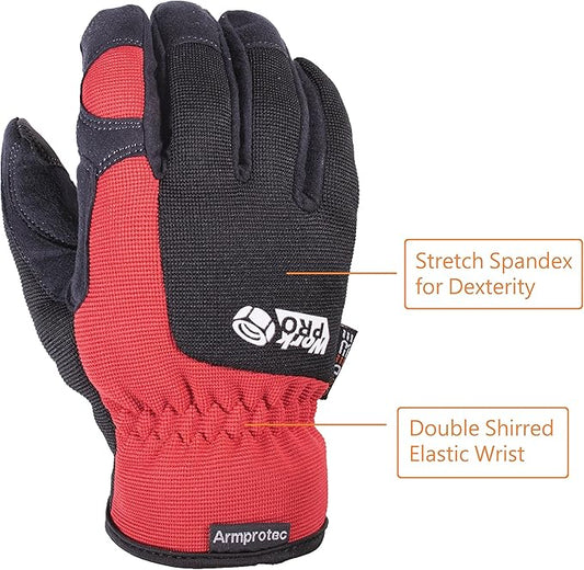SKYDEER Thorn Proof Leather Work Gloves, Touchscreen, Impact Protection, Vibration Reduction, Machine Washable Gardening Gloves (SD8821/S)