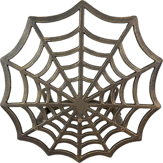 XL Cast Iron Spider Web Hose Holder, Bronze Finish, Heavy-Duty Wall Mounted Garden Hose Hanger, Weather Resistant Decorative Outdoor Hose Storage, Easy Install, Patio Decor, 13.75 Inch Diameter