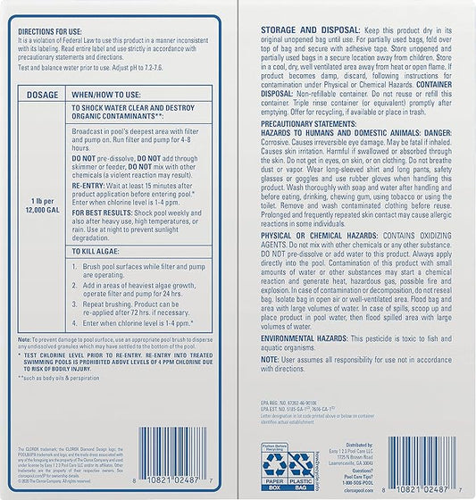 Clorox® Pool&Spa™ Shock XTRABLUE® Plus, Kills Bacteria & Algae in Swimming Pools, Swim-Ready in 15 Minutes, (6-Pack)