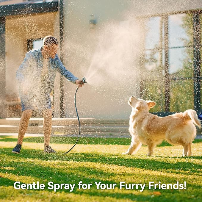 Retractable Garden Hose Reel 65 ft x 1/2 in, Heavy Duty Hose Reel Wall Mount with Any Length Lock, Slow Return System, 180° Swivel Bracket, 10-Pattern Garden Hose Nozzle, Dark Grey