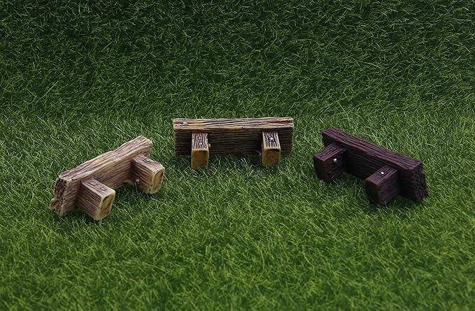 3Pcs Mini Resin Bench Miniature Fairy Garden Bench Dollhouse Accessories Statue DIY Decor Gift