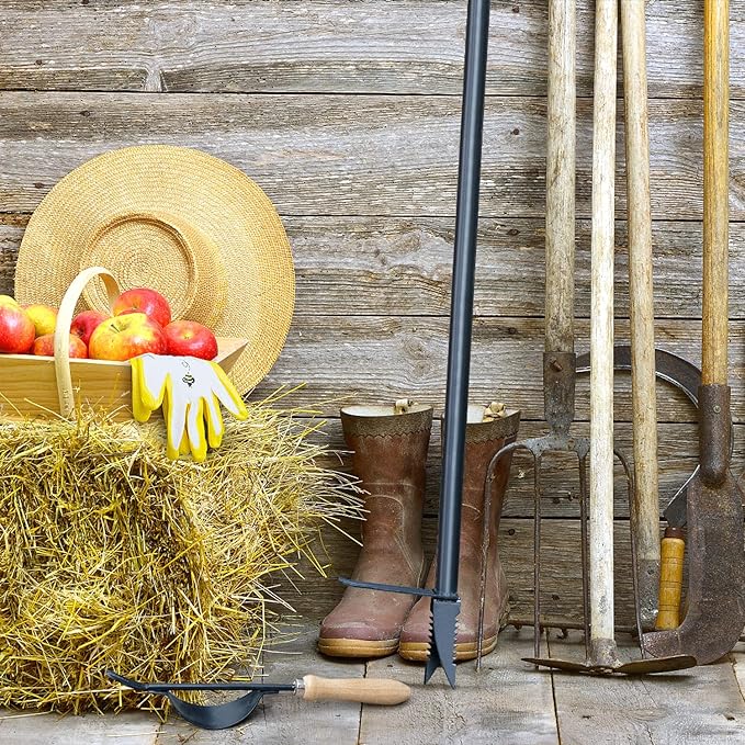 Colwelt Stand Up Weeder and Weed Puller, Stand Up Weed Puller Tool with Foot Pedal, Step and Twist Manual Weeder 40 Inch(Combo Pack - Stand Up Weeder & Hand Weeder& Garden Gloves)