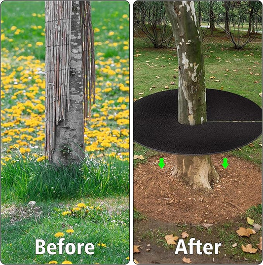 32.5 Inch Non-Woven Tree Mulch Ring,Reusable Tree Weed Barrier Mat,Degradable Tree Mulch Used to inhibit Weed Growth and Landscape Weed Control Plant Root Protection (6Pack)