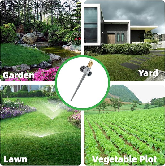 Metal Lawn Sprinklers for Yard, 2 Pack 360° Rotating Sprinkler for Small to Medium Area Garden & Lawn, Adjustable Brass Nozzle with Aluminum Alloy Spike Base