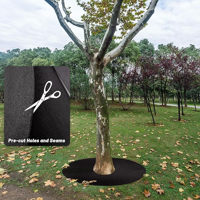 32.5 Inch Non-Woven Tree Mulch Ring,Reusable Tree Weed Barrier Mat,Degradable Tree Mulch Used to inhibit Weed Growth and Landscape Weed Control Plant Root Protection (4 Pack)