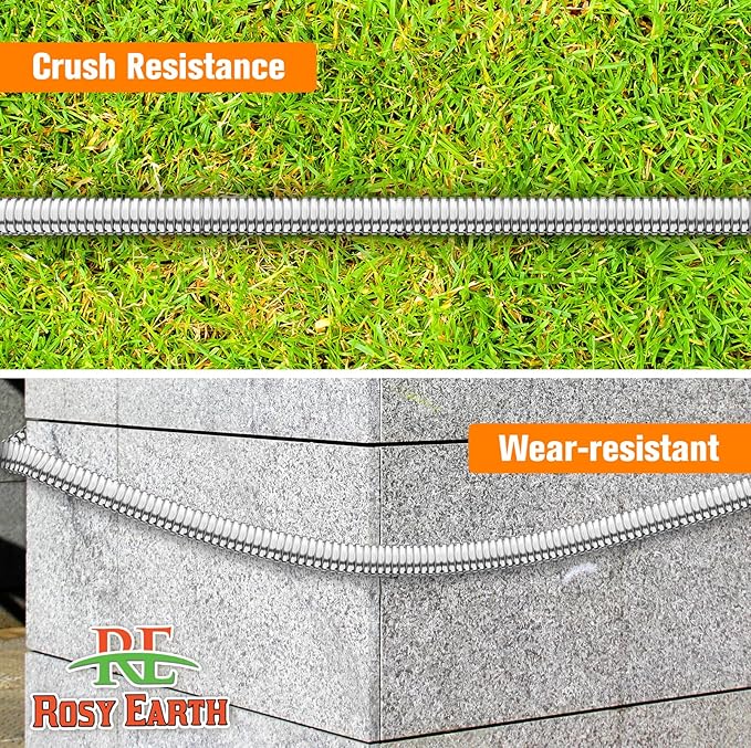 Metal Garden Hose 175 FT - 304 Stainless Steel Water Hose 175 FT - Expandable Short Flexible Garden Hose,no Kink Explosion, no Bite