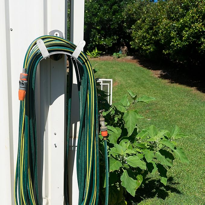Gardzen Stainless Steel Hose Holder, Wall Mount Garden Hose Bracket Hanger for Outside