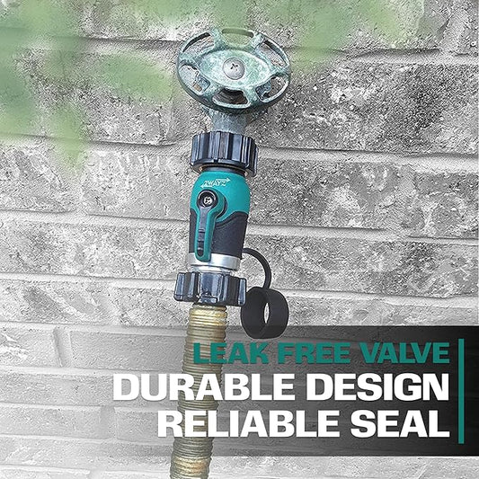 2WAYZ Heavy Duty Garden Hose Connector with On/Off Switch - Water Flow Control Adapter for Outdoor Use - Durable Brass Fitting with Hose Valve Shut-Off Handle for Quick Adjustments