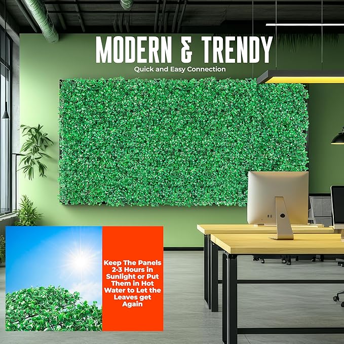 12Pcs Artificial Grass Wall Panels - 10”x10” Grass Backdrop Wall, UV Protected Greenery Decor for Indoor Outdoor Use (10”x10” (12pcs))