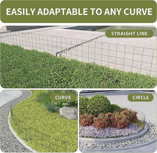 Decorative Garden Fence Border Rolls, Total 14 in x 40 ft 2 Pack Metal Folding Flat Wire Fencing for Yard, Black PVC Coated Outdoor Patio Landscape Flower Bed Edging