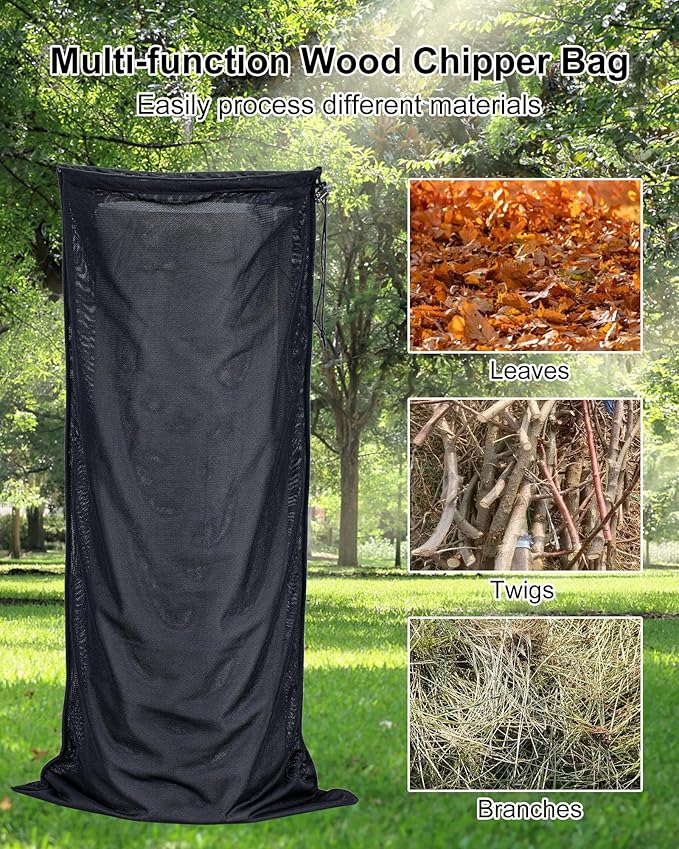 Wood Chipper Bag & Universal Fit Chipper Shredder Bag for Wood Chippers Leaf Shredders, 24"x48" Large Capacity, Heavy Duty Collection Bags