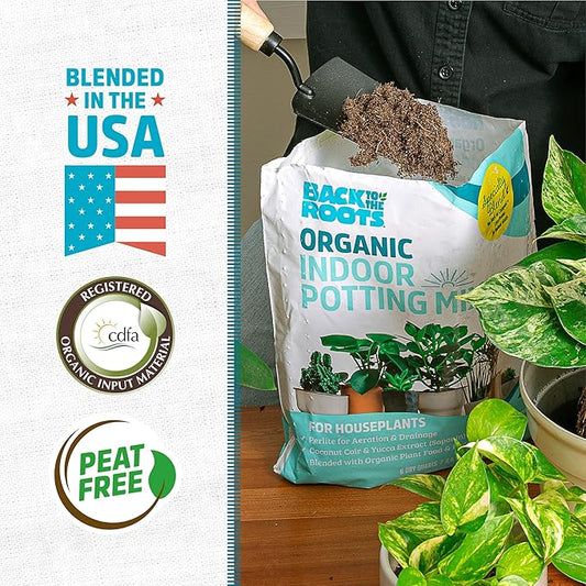 Back to The Roots 100% Organic Indoor Potting Mix (Value 12 Quart) | Promotes Healthy Houseplant Growth| Made in The USA