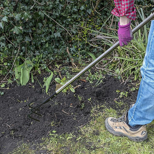 3-Tine Long Handle Tiller, Garden Cultivator with 55"-15.5" Adjustable Handle, for Loosening Soil, Tilling, Weeding and Fertilizing, Suitable for Elderly and Women