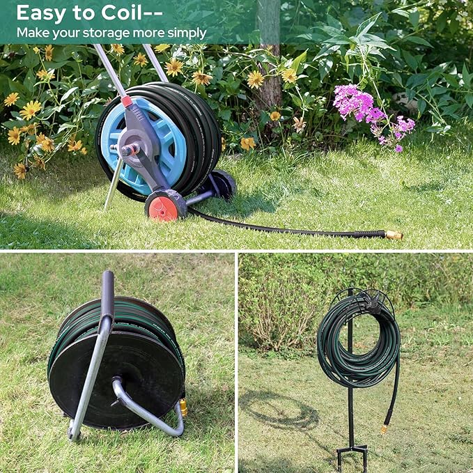 HOMEIDEAS Short Rubber Garden Hose 3 Feet - Newly Leak-proof & Kink-Free Design | Freely Rotational Spherical Ball Joint, Anticorrosive 3/4" Brass Fittings - Perfect for Outdoor Watering