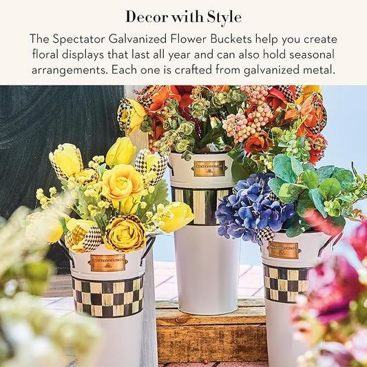MACKENZIE-CHILDS Galvanized Flower Buckets, Decorative Metal Buckets, Spectator, Set of 3