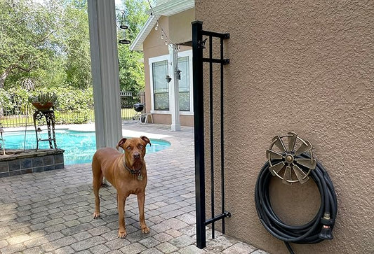 Bronze Finish Cast Iron Farmhouse Windmill Decorative Wall Mounted Garden Hose Hanger Outdoor Hose Holder Decor - 12 Inches in Diameter - Simple Installation