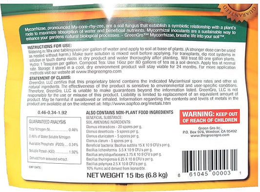 GreenGro Premium Ultrafine Myco Fertilizer for Indoor and Outdoor Plants, Plant Food Blend for Hydroponic Gardens, House, and Soil Plants