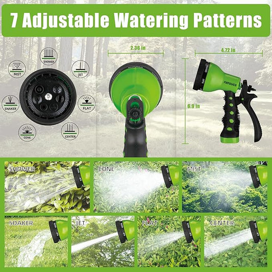 Garden Hose Nozzle Sprayer– this high heavy-duty spray nozzle offer 7 watering patterns for watering plants, lawns & gardens, washing cars, household cleaning and showering pets. (Green)