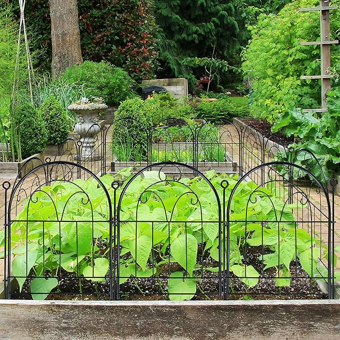 Garden Fence, 11ft(L) X 21in(H) 10 Pack Rustproof Metal No Dig Fence Panels, Garden Fencing Dog Fence Outdoor for Yard, Decorative Fences and Borders, Animal Barrier, Flower Bed, Patio