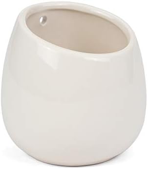 Milltown Merchants Succulent Wall Planters - White Ceramic Wall Mounted Planters - Succulent Plant Pots - Hanging Vases for Living Wall (1 Pack/Modern/White)