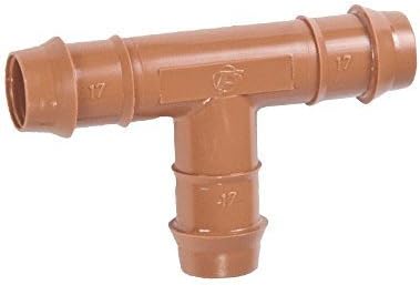 USA MADE - 25-PACK - Drip Irrigation Universal Barbed Tee Fitting, Fits Size 17mm, 600" ID 1/2"- Inch Drip Tubing
