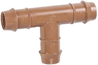 USA MADE - 10-PACK - 1/2" Inch Drip Irrigation Barbed Tee Connector Fitting, Fits 17mm, 600" ID Drip Tubing