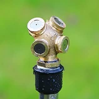 Joywayus Brass Misting Spray Nozzle 3/4" GHT Male 4-Holes Garden Sprinklers Irrigation Connector Water Sprinklers Mister Heads Fitting with Filter Mesh (Pack of 2)