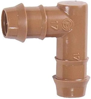 USA MADE - 10-PACK - 1/2" Inch Drip Irrigation Connectors, Barbed Elbow Fitting, Fits 17mm, 600" ID Drip Tubing