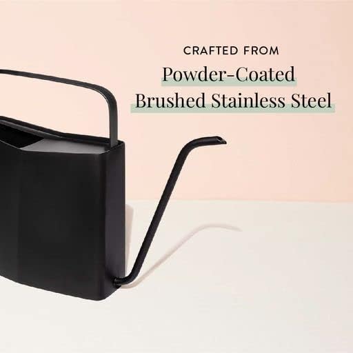 Modern Sprout Brass Finish Plant Watering Can - 3L Capacity - Long Spout Stainless Steel Vessel for Outdoor & Indoor Plants - Rust Resistant - Garden Accessory for Houseplants & Decorative Use (Black)