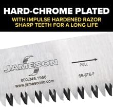 Jameson Professional Grade 8 Inch Folding Pruning Hand Saw for Single Hand Use with Tri-Cut Blade and Slip Resistant Grip - 2 Pack