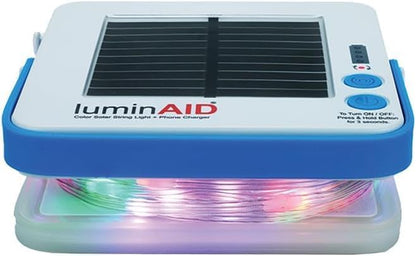 LuminAID Color Solar String Light with Phone Charger - Multicolor Tent Lights for Camping - 23 ft Rechargeable String Lights Perfect for Camping, Backyard, Patio, RVs, Outdoor, Power Outages (1 Pack)