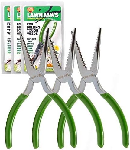 The Original Sharktooth Weed Puller Remover & Gardening Tool Weeder (3 Pack)-Pull from The Root Easily! Ergonomic Handheld Weeding Tool for Spring Summer Cleaning, for All Ages & Abilities