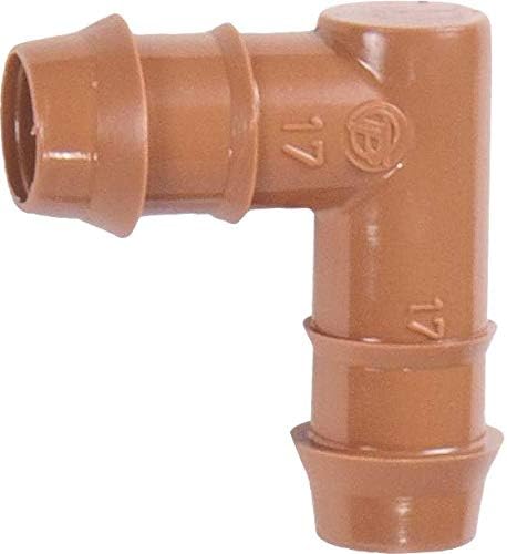 USA MADE - 25-PACK - Drip Irrigation Universal Barbed Elbow Fitting, Fits 17mm, .600" ID 1/2"-Inch Drip Tubing
