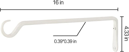 16" Plant Hangers 2-Pack - Heavy Duty Rust-Resistant Steel Hooks for Bird Feeders, Indoor/Outdoor Plants & Wall Decor, White