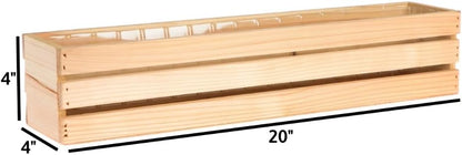 20" Rectangular Rustic Wood Planter with Plastic Liner l Rustic Barn Wood l Wine Crate Style, Home and Wedding Decorations, Garden Ornaments (20x4 Wine Crate Set of 2, Rose Wood)