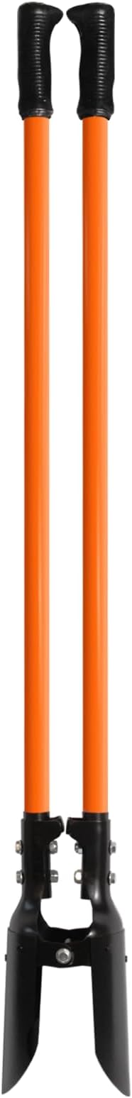 Post Hole Digger, Heavy Duty with Fiberglass Handle, Carbon Steel Blades, 58 Inches, Orange & Black