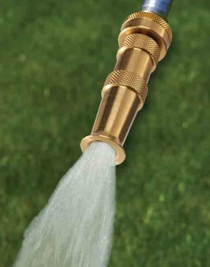 Dramm 35009 Heavy-Duty Solid Brass Garden Hose Nozzle – Adjustable Cone to Jet Spray Pattern – High-Pressure Water Stream for Cleaning Walkways, Patios & Gutters – Made in USA