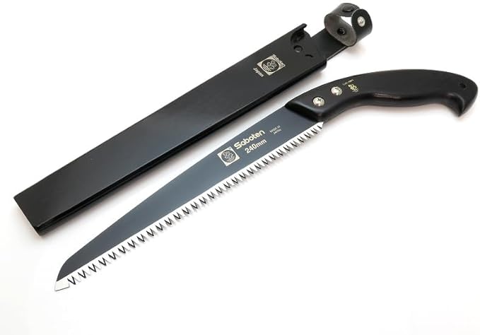 Saboten Japan 9.4" Japanese Pruning Saw – Fluorine-Coated High-Carbon Steel Blade, Traditional Wooden Handle, Precision Pull Cut Tool for Branches – forest Originals, Made in Japan