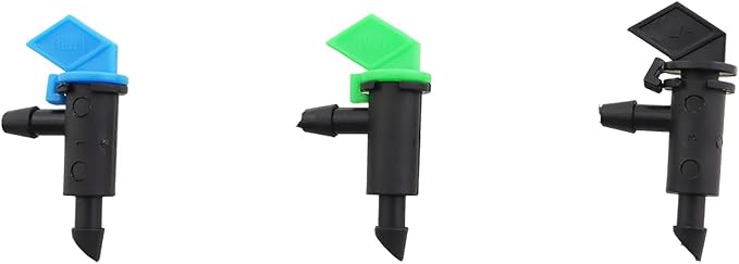 60PCS Drip Irrigation Emitters Garden Flag Irrigation Heads Three Sizes 4L 8L 16L/H Blue Green Black for Trees Shrubs Cooling Dust Reduction Orchards