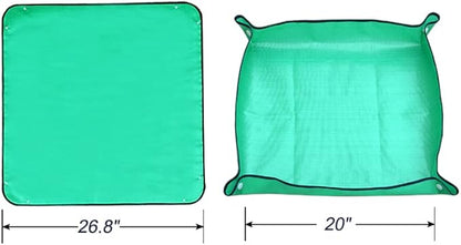 Foldable Plant Repotting Mat - Waterproof Indoor/Outdoor Gardening Mat - 26.8" x 26.8" (Green)