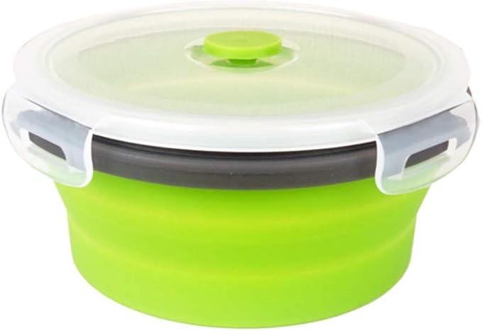 CARTINTS Green Silicone Collapsible Food Storage Containers-Prep/Storage Bowls with Lids - Round Silicone Food Storage Containers - Microwave and Freezer Safe 3Pack